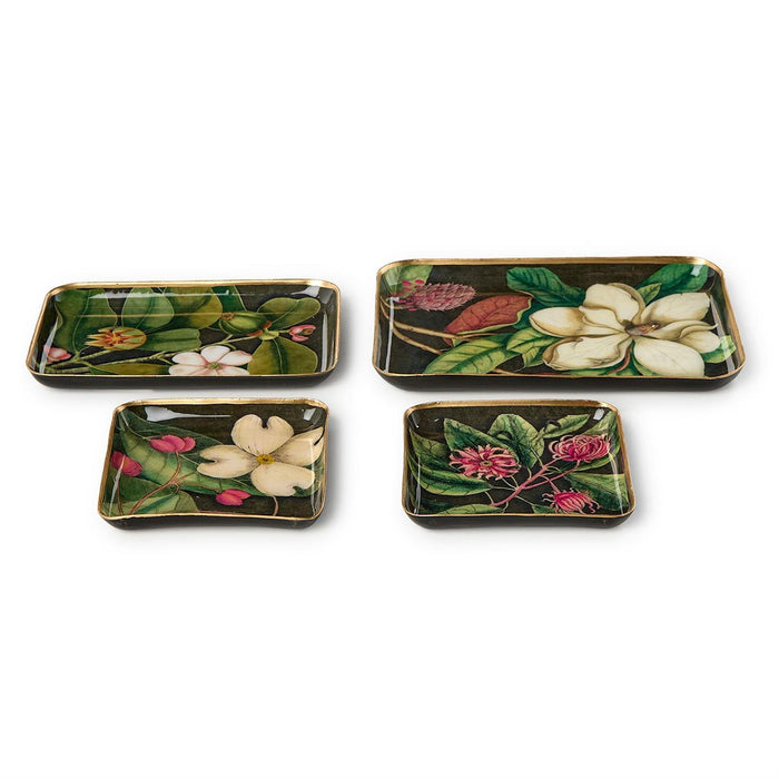Vintage Floral Print Metal Tray