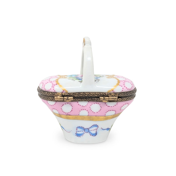 Vintage Limoges Basket-Shaped Trinket Box