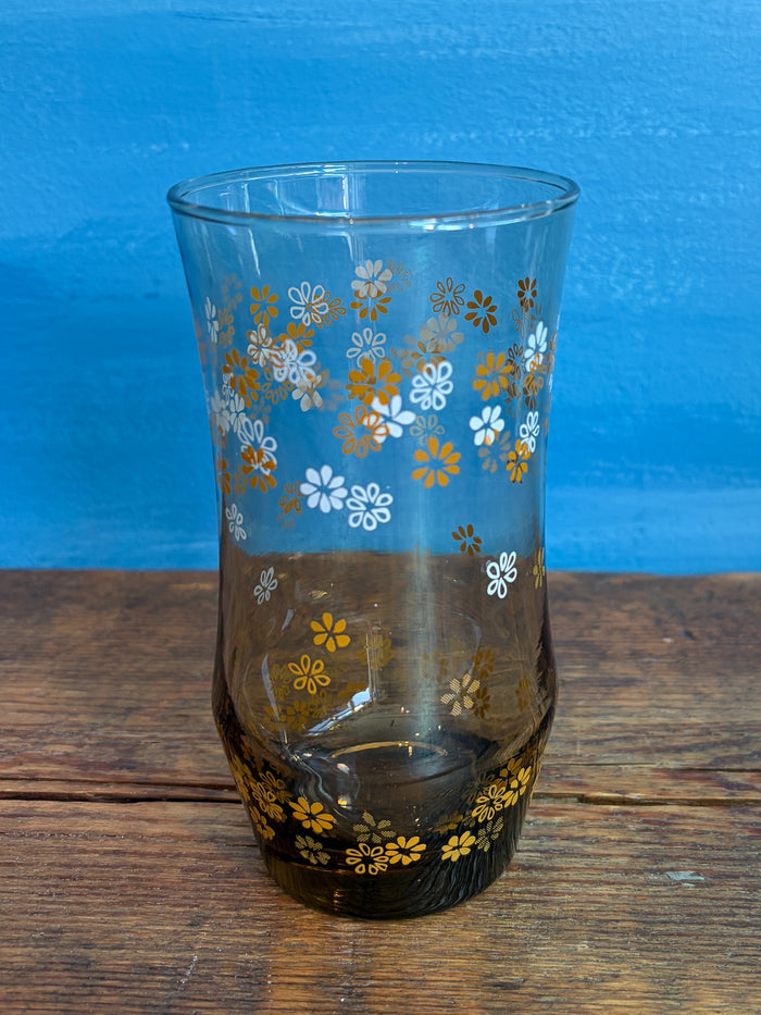 Vintage MCM 1970s Libbey Floral Daisies Glasses
