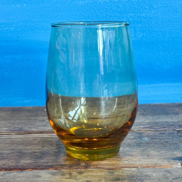 Vintage MCM Libbey Amber Tear Drop Gold Round Juice Glasses