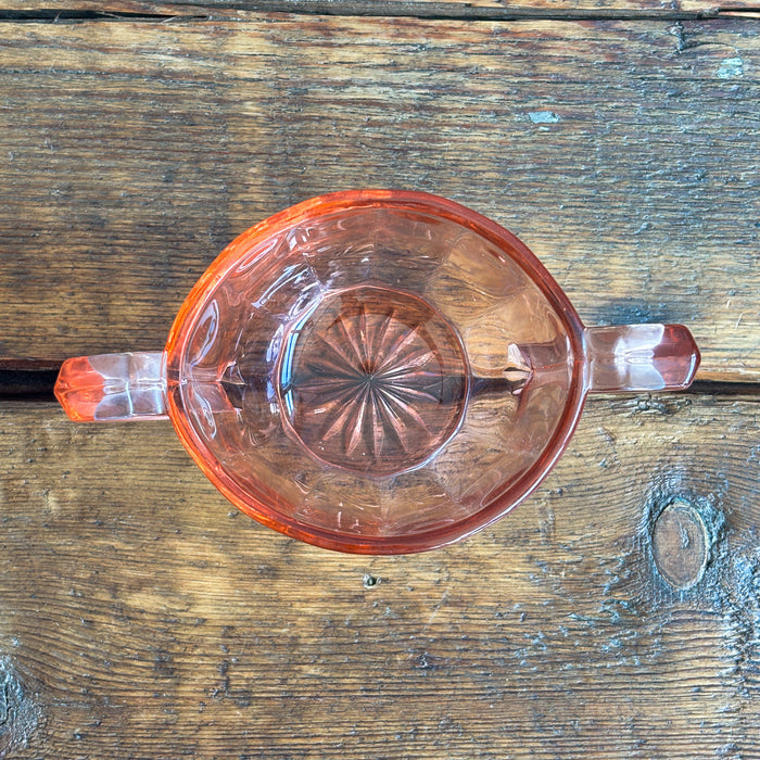 Vintage MCM Pink Depression Glass Sugar Bowl