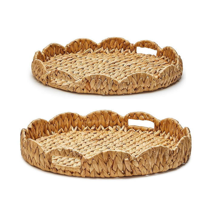 Water Hyacinth Scalloped Edge Round Tray