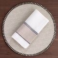 Whipstitch Round Vinyl Placemats with Leather Trim - Beige | Set of 4