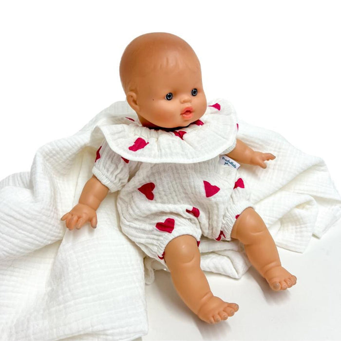 White and Pink Hearts Muslin Romper (Soft Body)