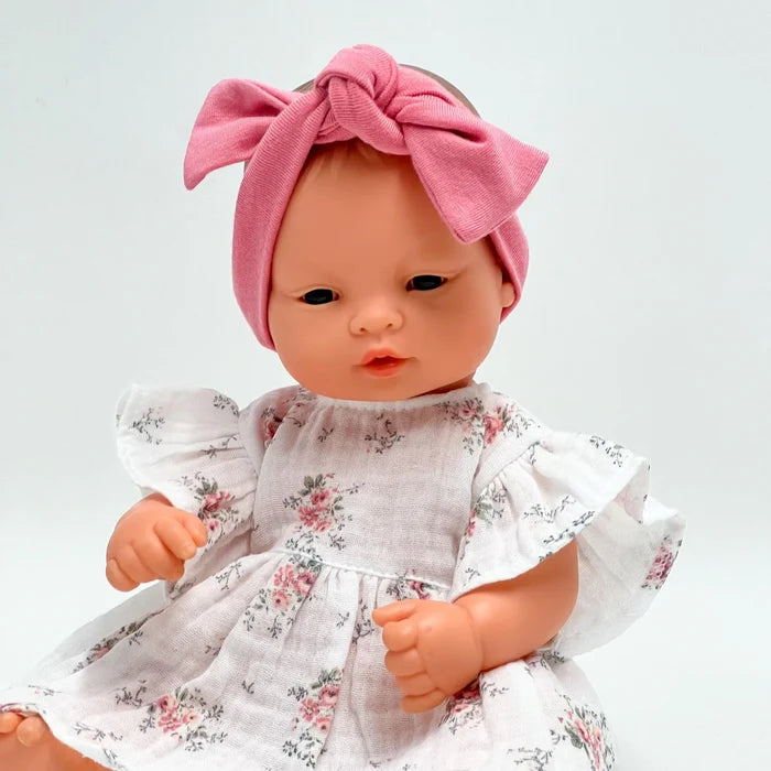 White Muslin Flower Dress WITH Headband (Soft Body)