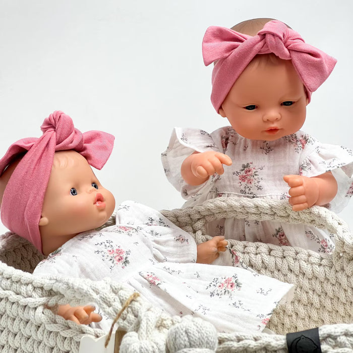 White Muslin Flower Dress WITH Headband (Soft Body)