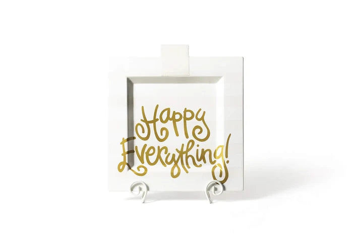 White Stripe Big Happy Everything! Square Platter