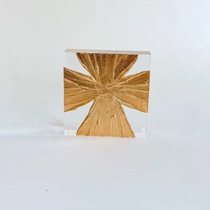 Wide Gold Cross Acrylic Block