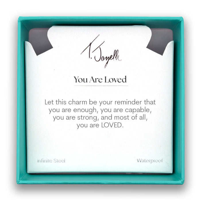 You are Loved Charm with Teal White Jade Gemstone Bracelet
